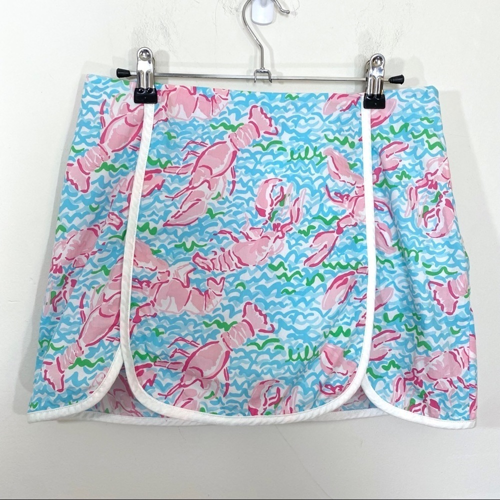Lilly Pulizter Cala Skort Lobsta Roll Lobster Print Skirt with Shorts 0